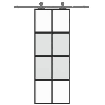 Sliding Door Black 76x205 cm - Tempered Glass & Aluminium