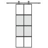 Sliding Door Black 76x205 cm - Tempered Glass & Aluminium