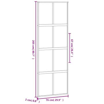 Sliding Door Black 76x205 cm - Tempered Glass & Aluminium