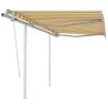 Manual Retractable Awning with Posts 3x2.5 m Yellow and White Colour yellow and white Size 3 x 2.5 m Quantity in Package 1 