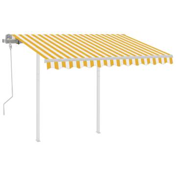 Manual Retractable Awning 3x2.5m Yellow & White - HipoMarket