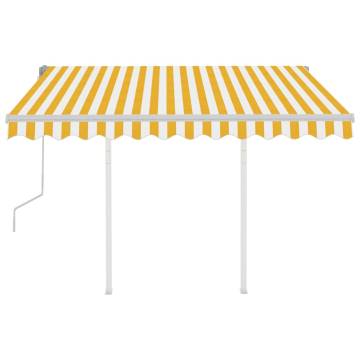 Manual Retractable Awning 3x2.5m Yellow & White - HipoMarket