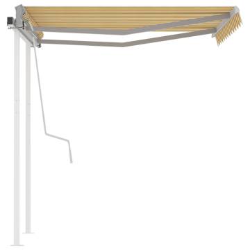 Manual Retractable Awning 3x2.5m Yellow & White - HipoMarket