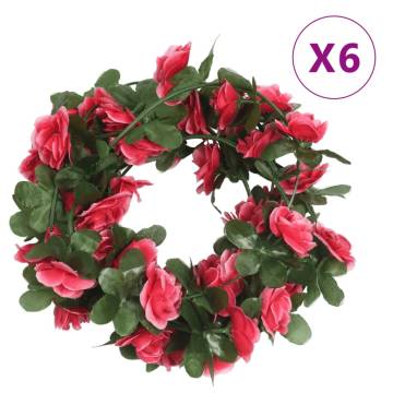 Artificial Flower Garlands - 6 pcs Spring Rose Red 250 cm