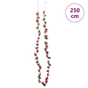 Artificial Flower Garlands - 6 pcs Spring Rose Red 250 cm