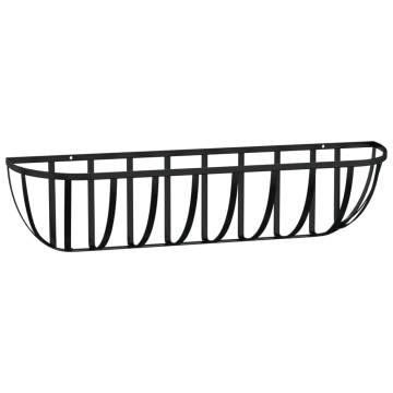 Wall Troughs with Coco Liners - 2 pcs Black Steel Planters