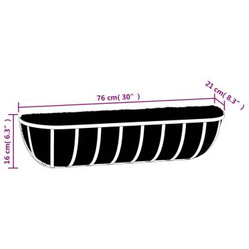 Wall Troughs with Coco Liners - 2 pcs Black Steel Planters