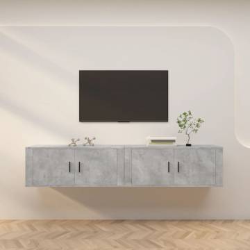 Wall-mounted TV Cabinets 2 pcs Concrete Grey - Stylish Storage