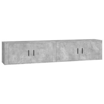 Wall-mounted TV Cabinets 2 pcs Concrete Grey - Stylish Storage