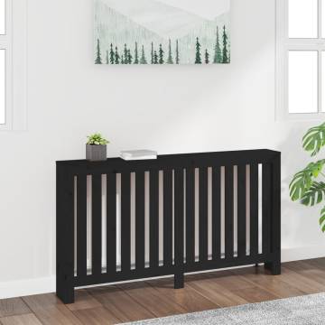 Radiator Cover Black - Solid Pine Wood 153x19x84 cm