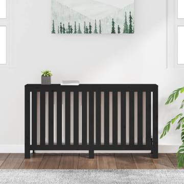 Radiator Cover Black - Solid Pine Wood 153x19x84 cm