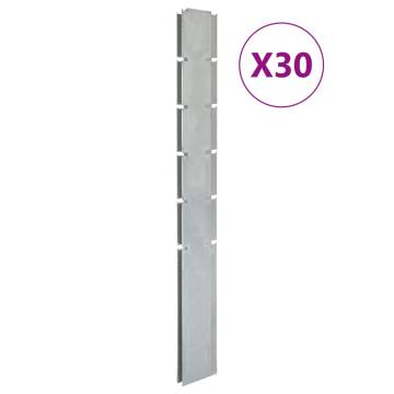 30 pcs Galvanised Steel Garden Fence Posts - 160 cm Silver