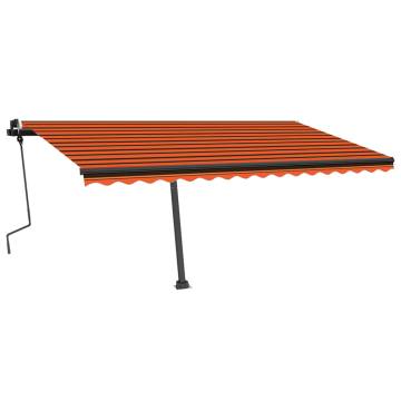 Manual Retractable Awning with LED - 450x350 cm Orange & Brown