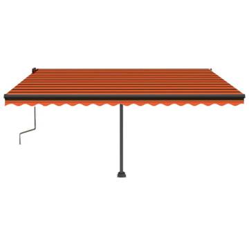 Manual Retractable Awning with LED - 450x350 cm Orange & Brown