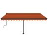 Manual Retractable Awning with LED - 450x350 cm Orange & Brown