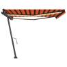 Manual Retractable Awning with LED - 450x350 cm Orange & Brown