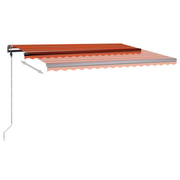 Manual Retractable Awning with LED - 450x350 cm Orange & Brown