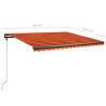 Manual Retractable Awning with LED - 450x350 cm Orange & Brown