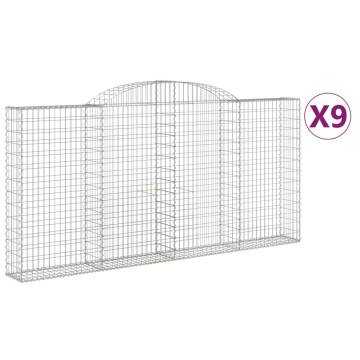 Arched Gabion Baskets - 9 pcs Galvanised Iron Garden Barrier