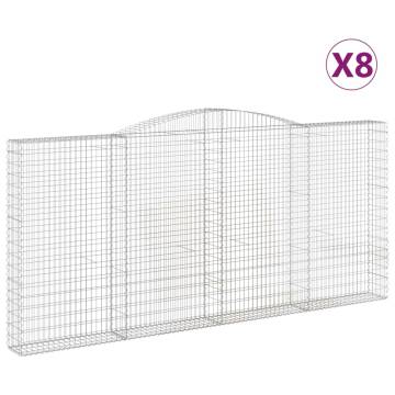 Arched Gabion Baskets - 8 pcs Galvanised Iron Garden Barriers