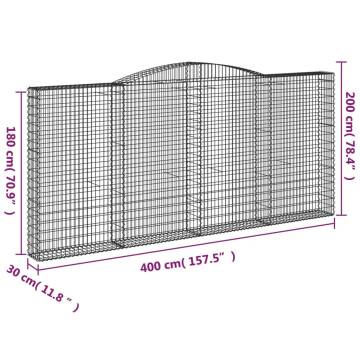 Arched Gabion Baskets - 8 pcs Galvanised Iron Garden Barriers