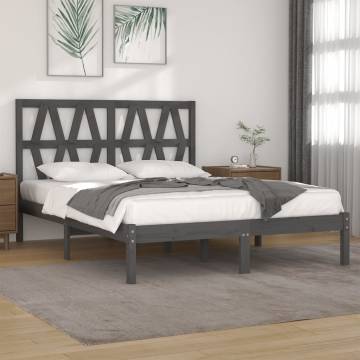 Grey Solid Wood Pine Bed Frame 150x200 cm King Size