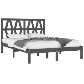 Grey Solid Wood Pine Bed Frame 150x200 cm King Size