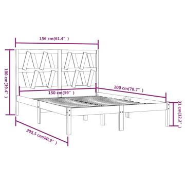 Grey Solid Wood Pine Bed Frame 150x200 cm King Size