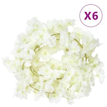 Artificial Flower Garlands 6 pcs White 180 cm - Hipomarket UK