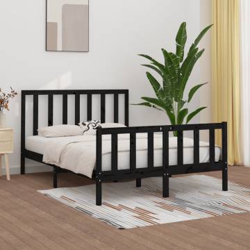 Black Solid Wood Bed Frame 140x200 cm | Stylish & Durable