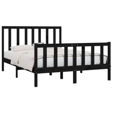 Black Solid Wood Bed Frame 140x200 cm | Stylish & Durable