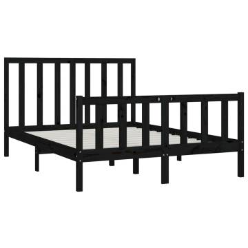 Black Solid Wood Bed Frame 140x200 cm | Stylish & Durable