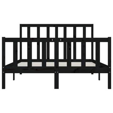 Black Solid Wood Bed Frame 140x200 cm | Stylish & Durable