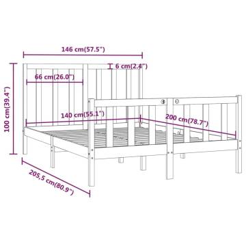 Black Solid Wood Bed Frame 140x200 cm | Stylish & Durable