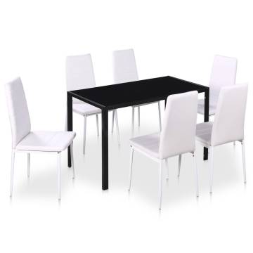 7 Piece Black and White Dining Table Set - Modern Design