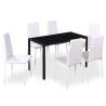 7 Piece Black and White Dining Table Set - Modern Design