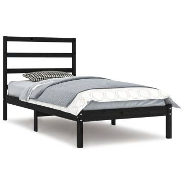 Black Solid Wood Bed Frame 90x190 cm - Stylish & Durable