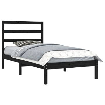 Black Solid Wood Bed Frame 90x190 cm - Stylish & Durable