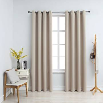 Beige Blackout Curtains with Metal Rings - 140x245 cm | HipoMarket