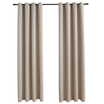 Beige Blackout Curtains with Metal Rings - 140x245 cm | HipoMarket