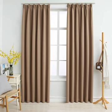 Taupe Blackout Curtains with Hooks - 2 pcs | Hipomarket