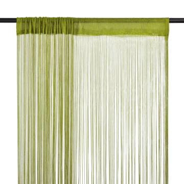 Stylish Green String Curtains 2 pcs - 100x250 cm