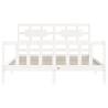 White Solid Wood Bed Frame with Headboard 160x200 cm | Hipo Market UK