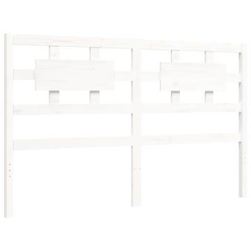 White Solid Wood Bed Frame with Headboard 160x200 cm | Hipo Market UK