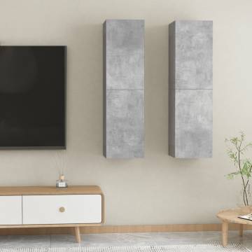 Stylish Concrete Grey TV Cabinets - 2 pcs Set | hipoMarket