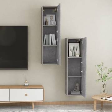 Stylish Concrete Grey TV Cabinets - 2 pcs Set | hipoMarket