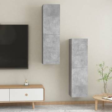 Stylish Concrete Grey TV Cabinets - 2 pcs Set | hipoMarket