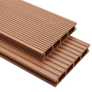 WPC Decking Boards 10 m² with Accessories - Brown Durable Decking