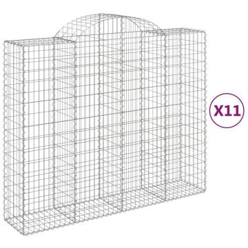 Arched Gabion Baskets - 11 pcs Galvanised Iron | Hipomarket