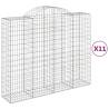 Arched Gabion Baskets - 11 pcs Galvanised Iron | Hipomarket